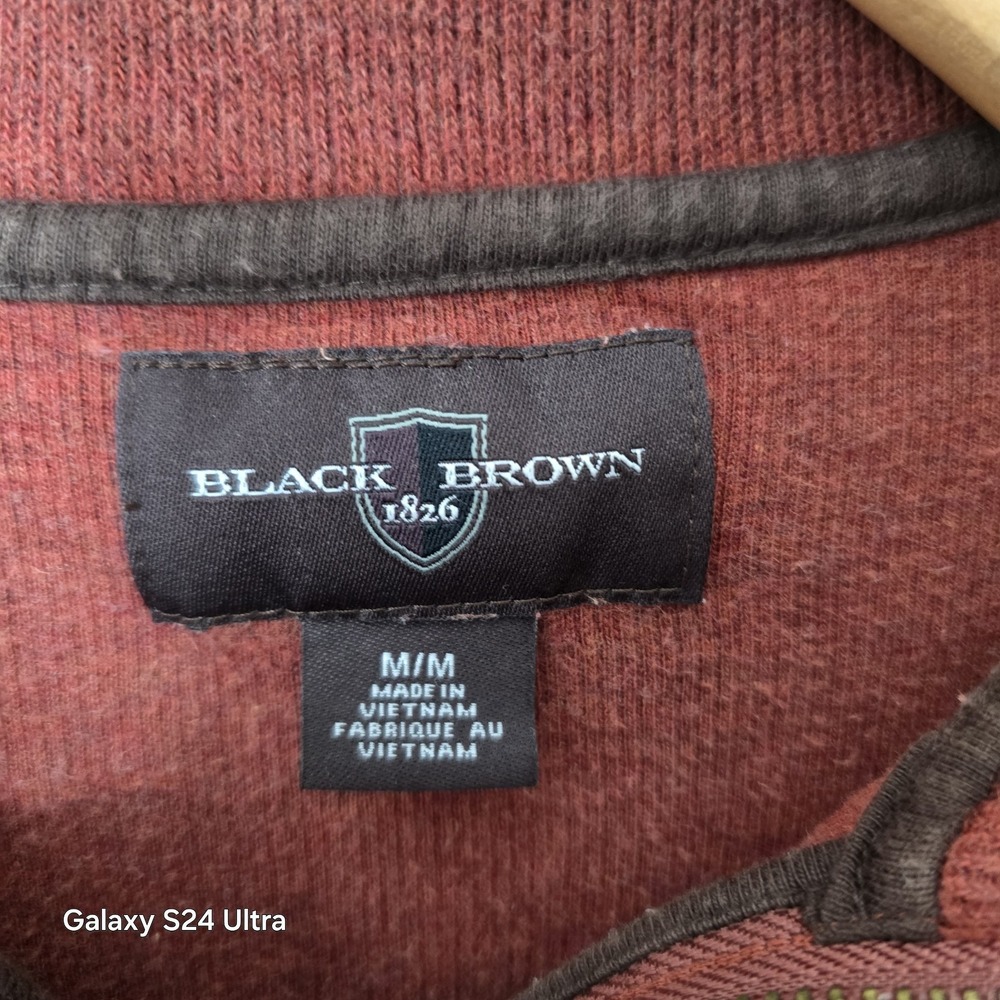 Sweater Mens 1/4 Zip Medium By Brown Black - Picture 3 of 12